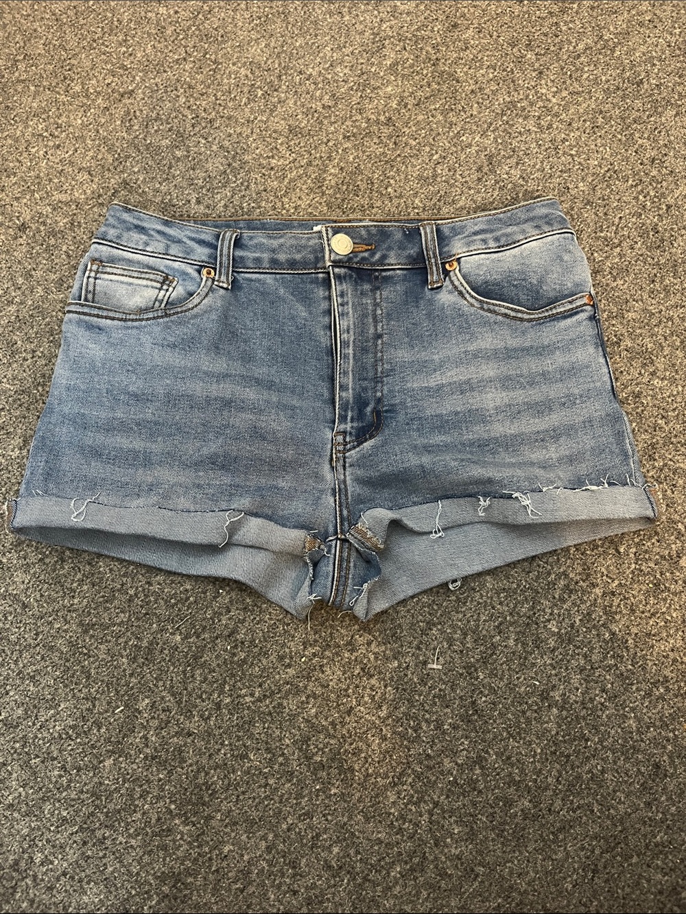 Urban Planet Light Blue Rolled Hem Denim Shorts